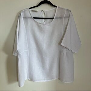 Francesca Bettini White peplum linen blouse